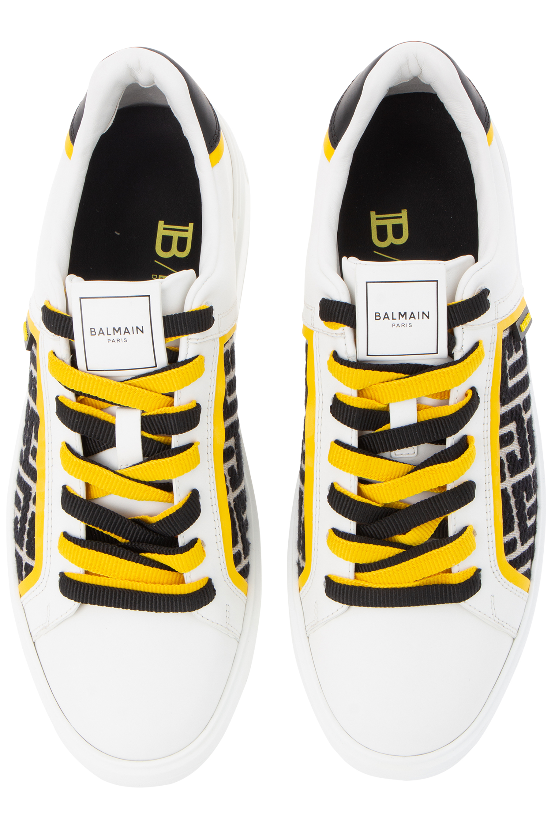 BALMAIN Monogrammed Jacquard And Leather Sneakers B-Court BALMAIN Monogrammed Jacquard And Leather Sneakers B-Court