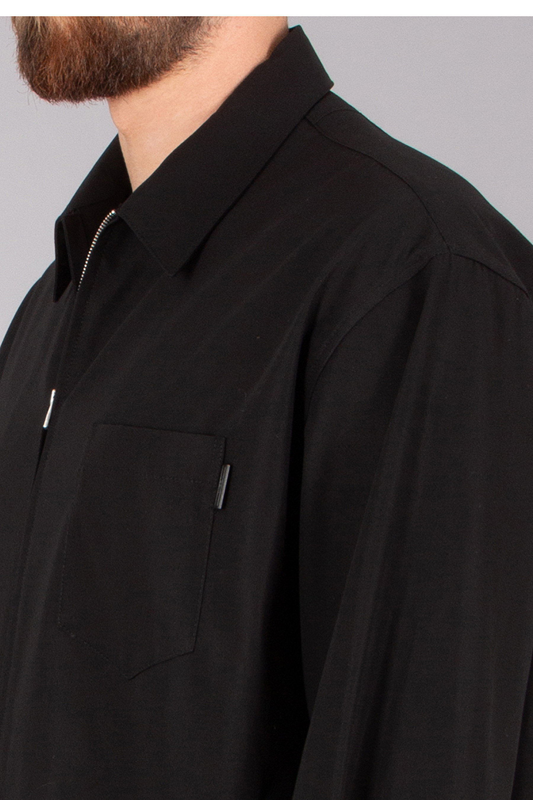 JUUN.J Semi-Oversized Fit Cotton Zip-Up Overshirt JUUN.J Semi-Oversized Fit Cotton Zip-Up Overshirt