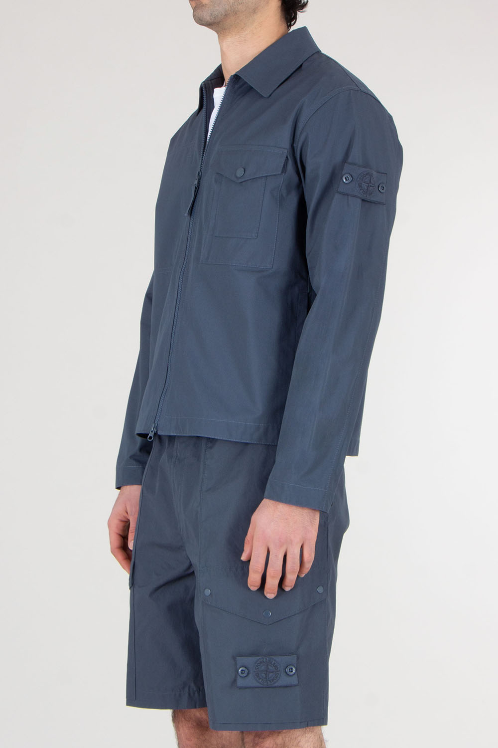STONE ISLAND Regular Fit Cotton Canvas Overshirt Ghost