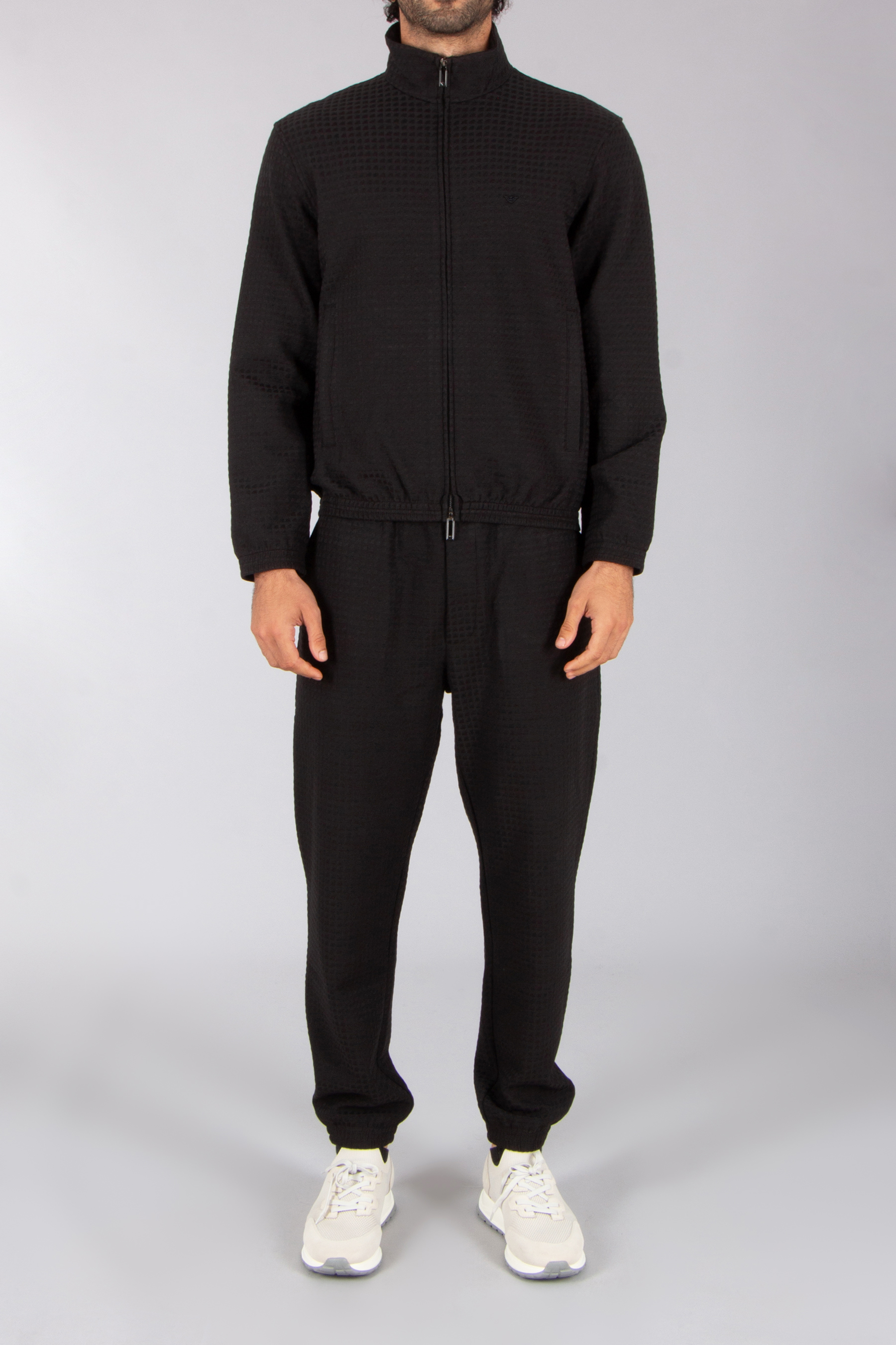 EMPORIO ARMANI Relaxed Fit Cotton-Lyocell Stretch Jacquard Sweatpants Hosen, Pullover, Erwachsener, Mann, Person
