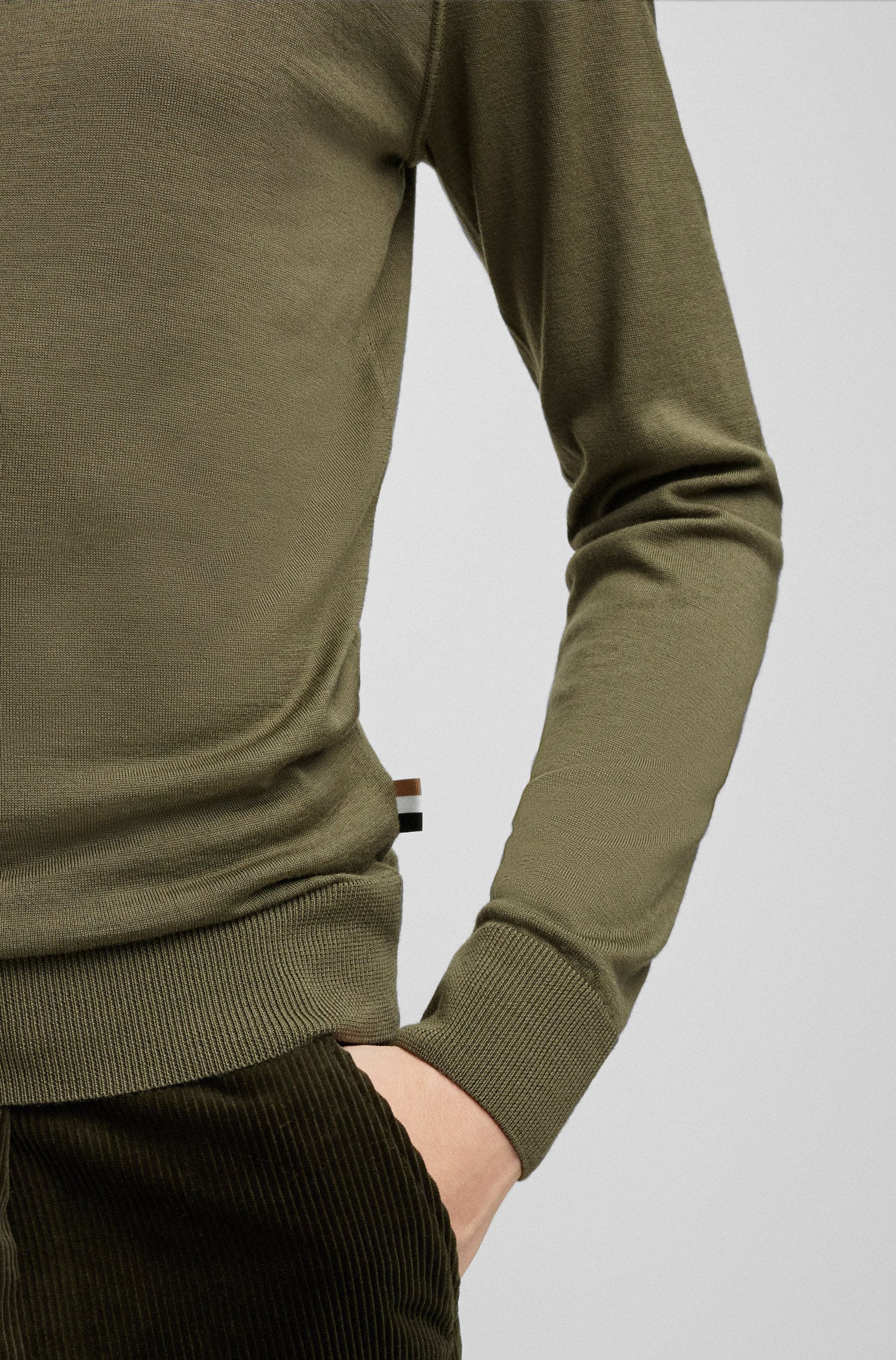 BOSS Virgin Wool-Silk Mock Neck Sweater Lodiego