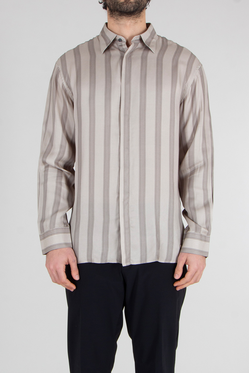 EMPORIO ARMANI Comfort Fit Striped Eco Viscose Satin Shirt