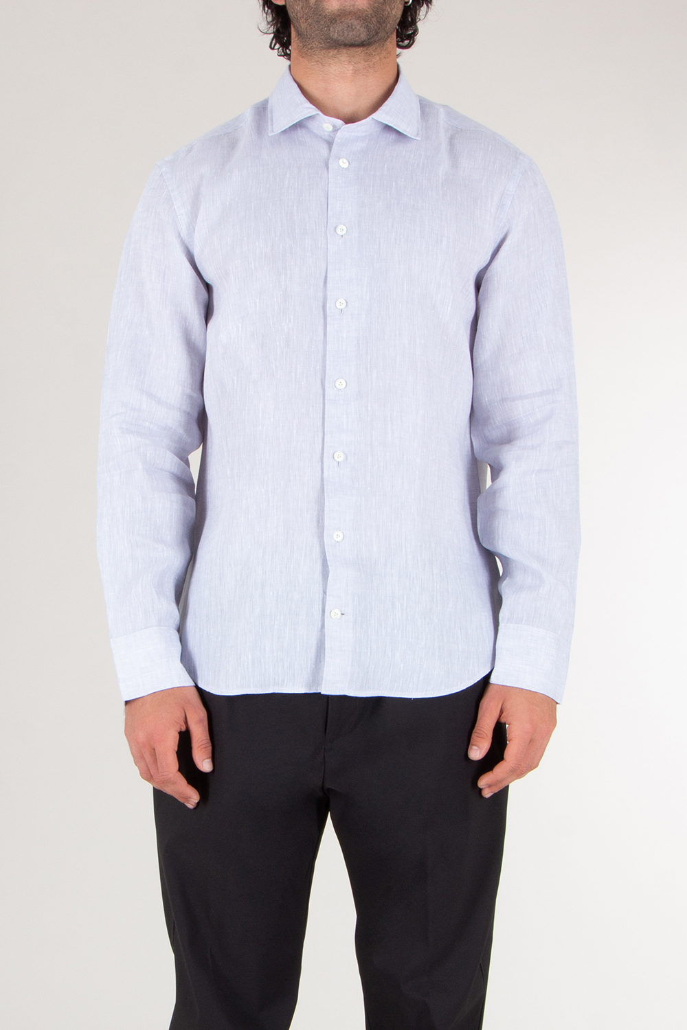VAN LAACK Tailored Fit Linen Shark Collar Shirt