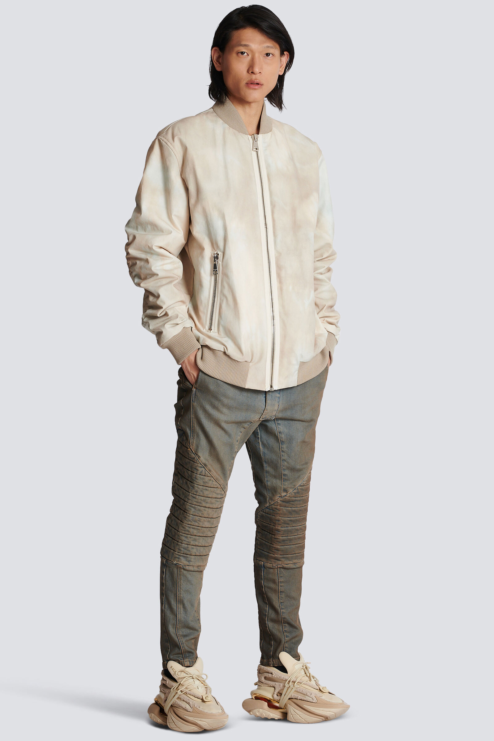 BALMAIN Desert Print Cotton Bomber Jacket BALMAIN Desert Print Cotton Bomber Jacket