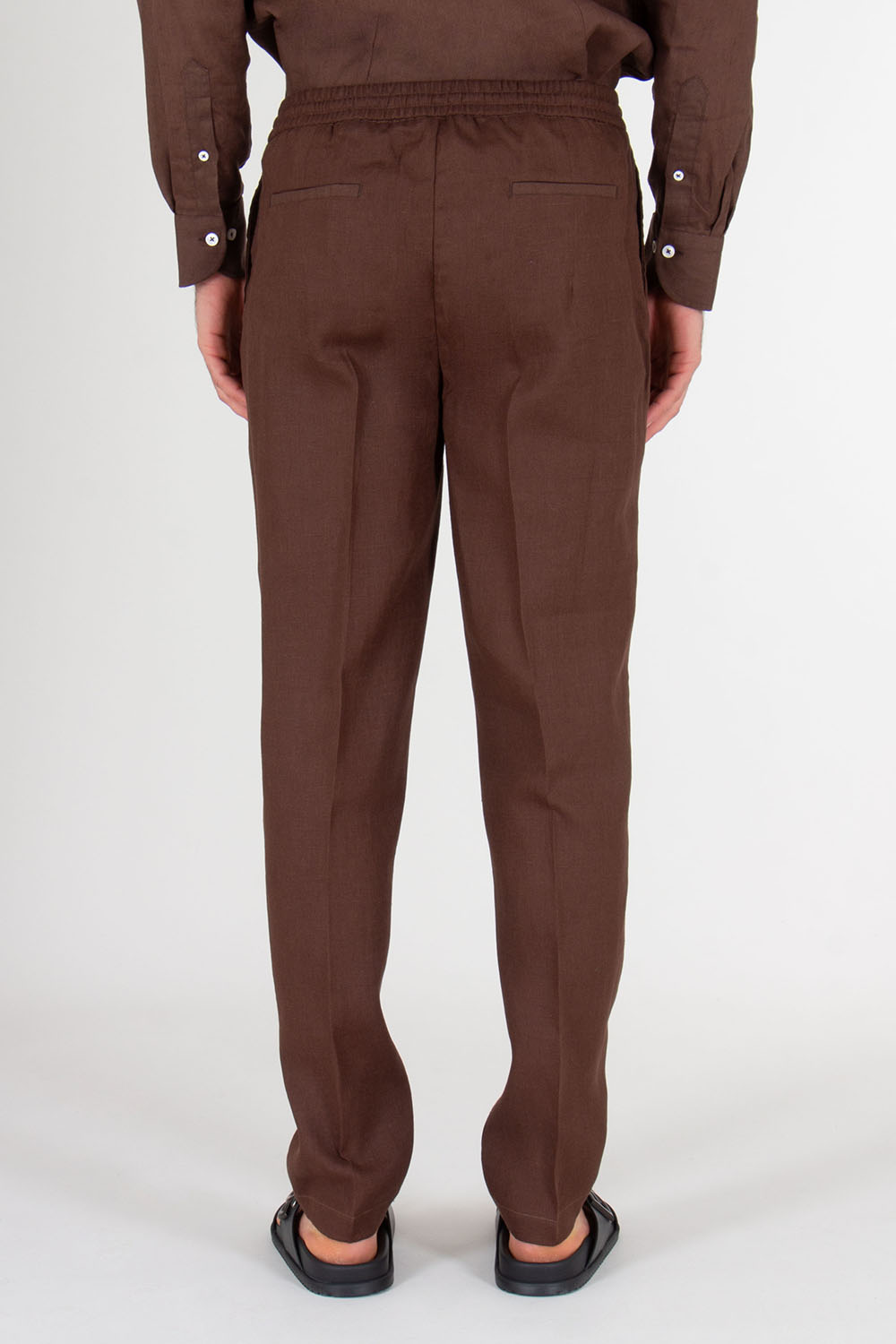 AURÉLIEN Slim Fit Linen Drawstring Trousers Seaside