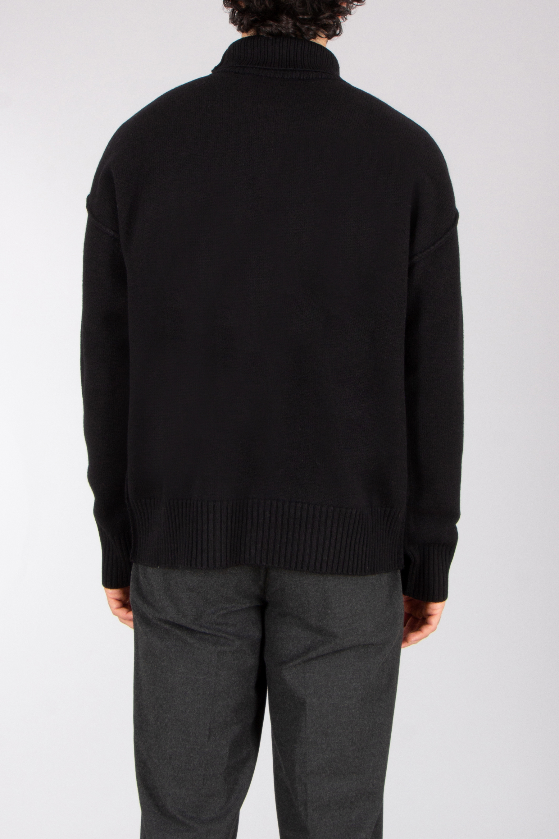 AMI PARIS Relaxed Fit Ami De Coeur Virgin Wool Funnel Neck Sweater Pulli, Erwachsener, Männlich, Mann, Person