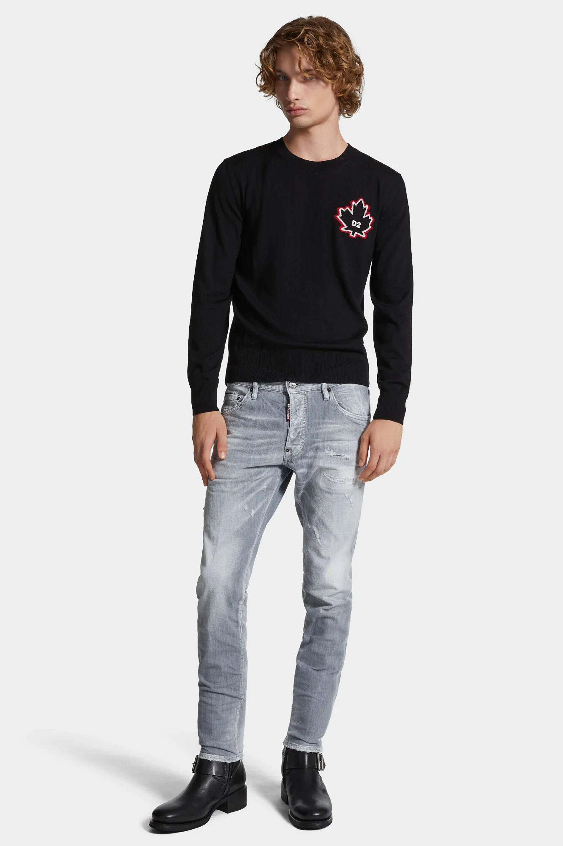 DSQUARED2 Brushed Cotton Stretch Denim Skater Jeans DSQUARED2 Brushed Cotton Stretch Denim Skater Jeans