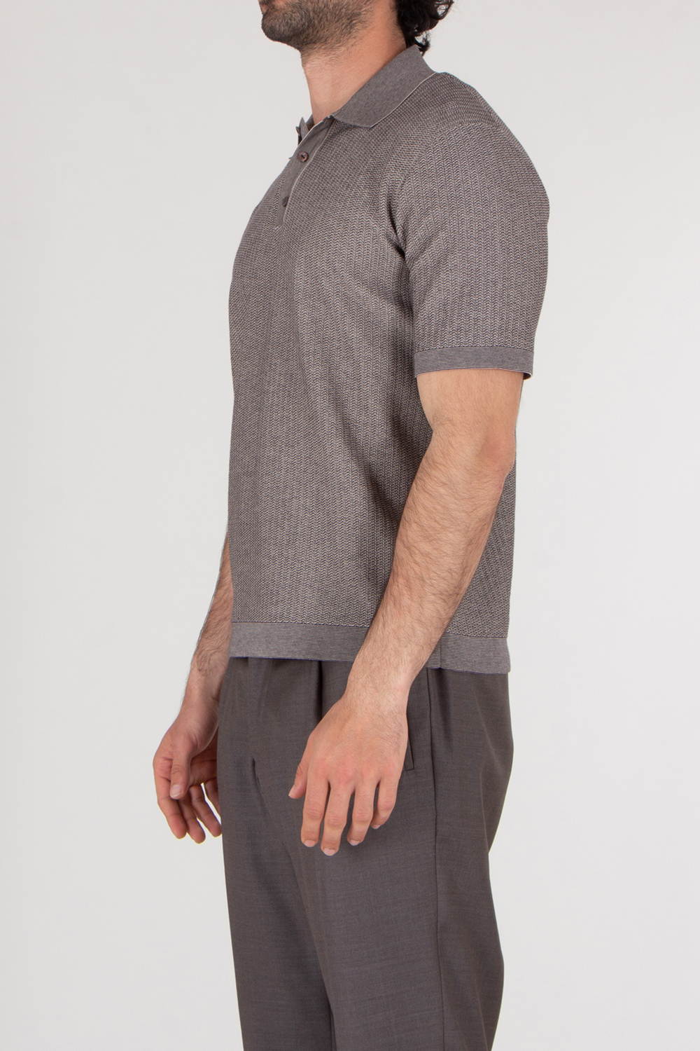 AGNONA Textured Knit Cotton Silk Polo Shirt