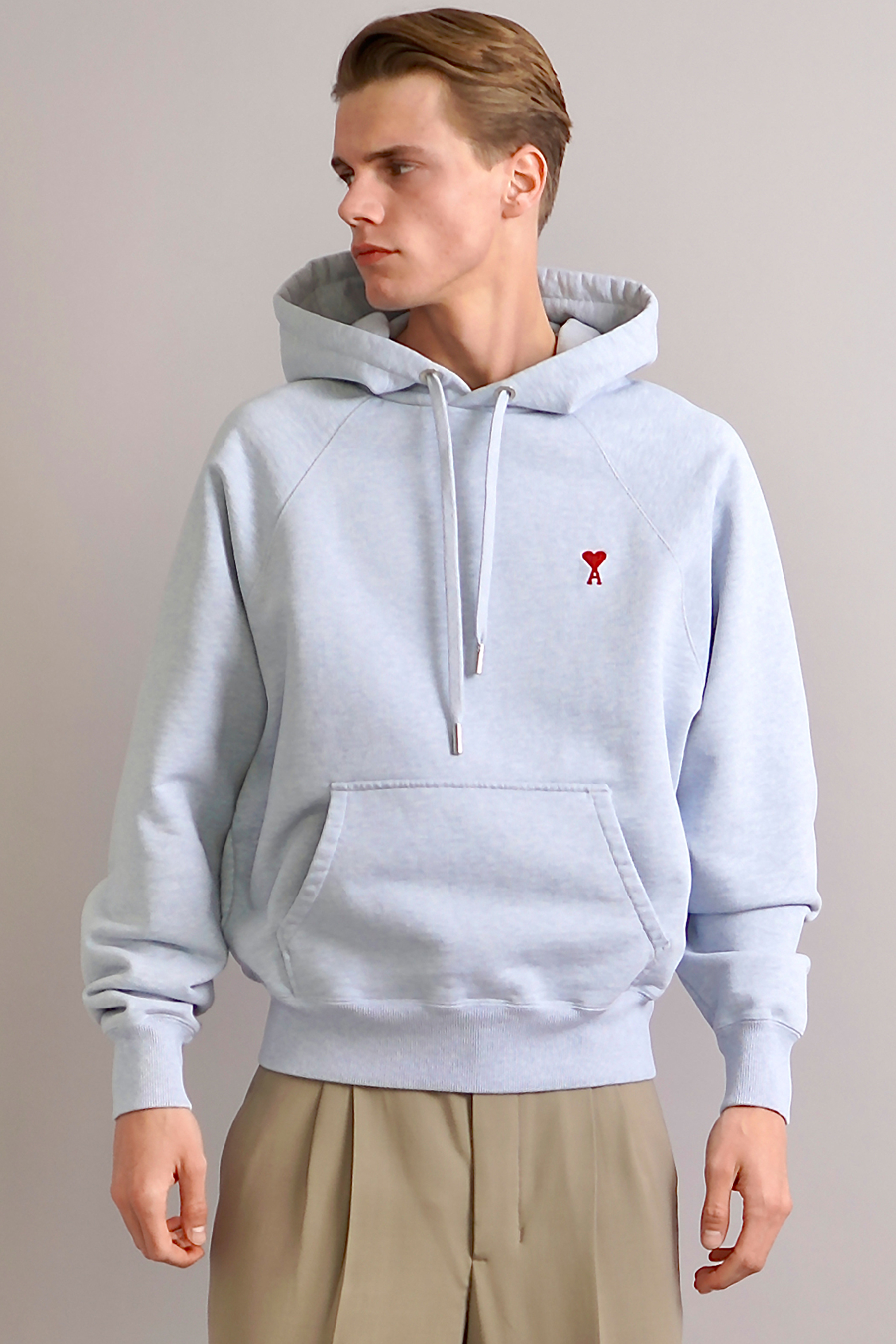 AMI PARIS Embroidered Organic Cotton Hoodie 