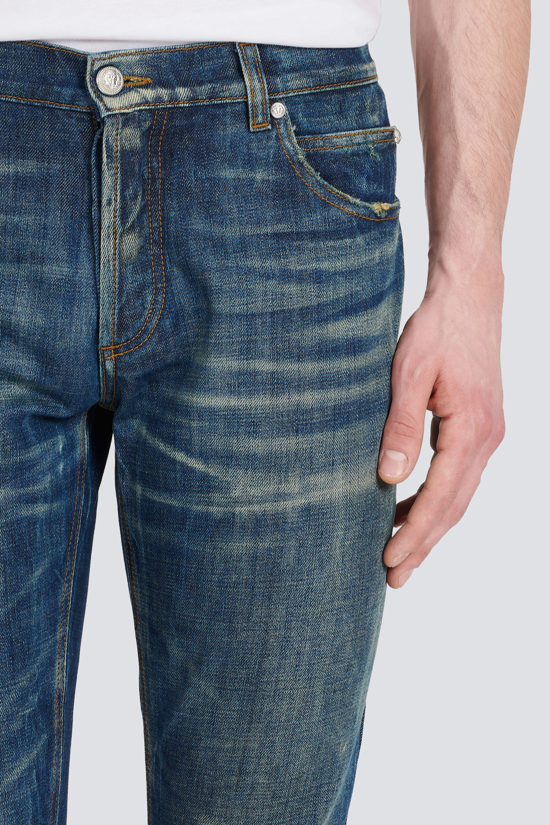 BALMAIN Slim Fit Bleach Effect Jeans