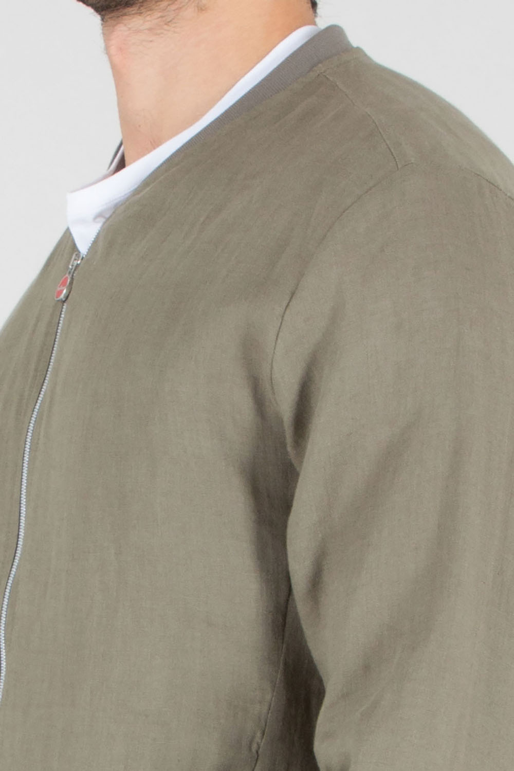 KITON Regular Fit Linen Bomber Jacket