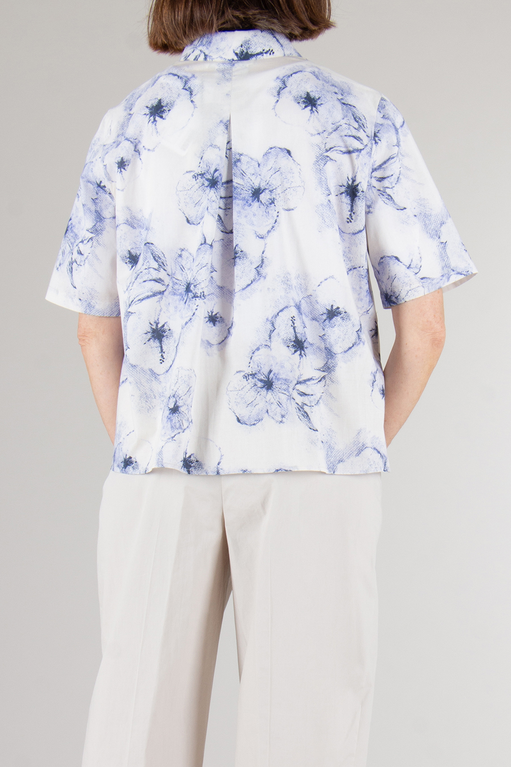 0039 ITALY Relaxed Fit patterned Cotton Blouse 