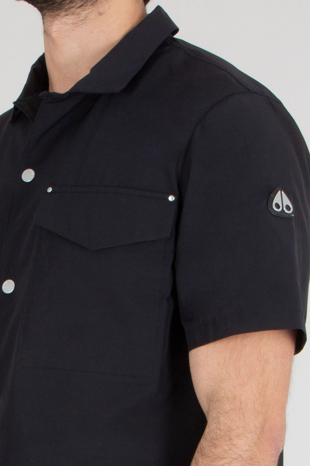 MOOSE KNUCKLES Regular Fit Memory Fabric Short-Sleeve Bowling Shirt Charlesbourg