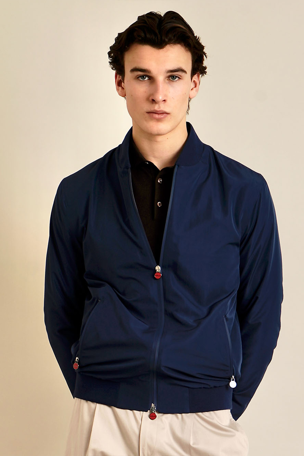 KITON Regular Fit Technical Fabric Bomber Jacket