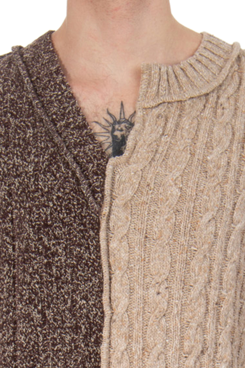 DOLCE & GABBANA Patchwok Wool Knit Sweater 