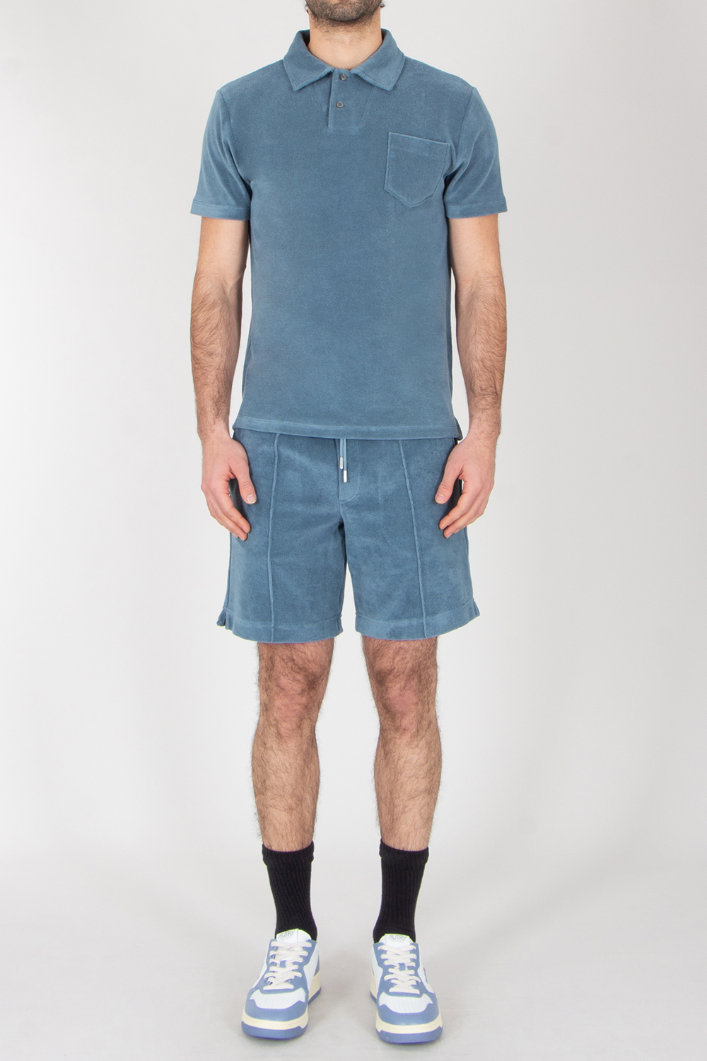 AURÉLIEN Slim Fit Cotton Blend Terry Polo Shirt