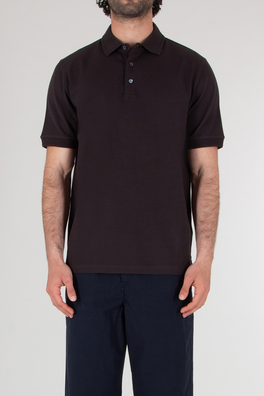 CANALI Regular Fit Textured Cotton Polo Shirt