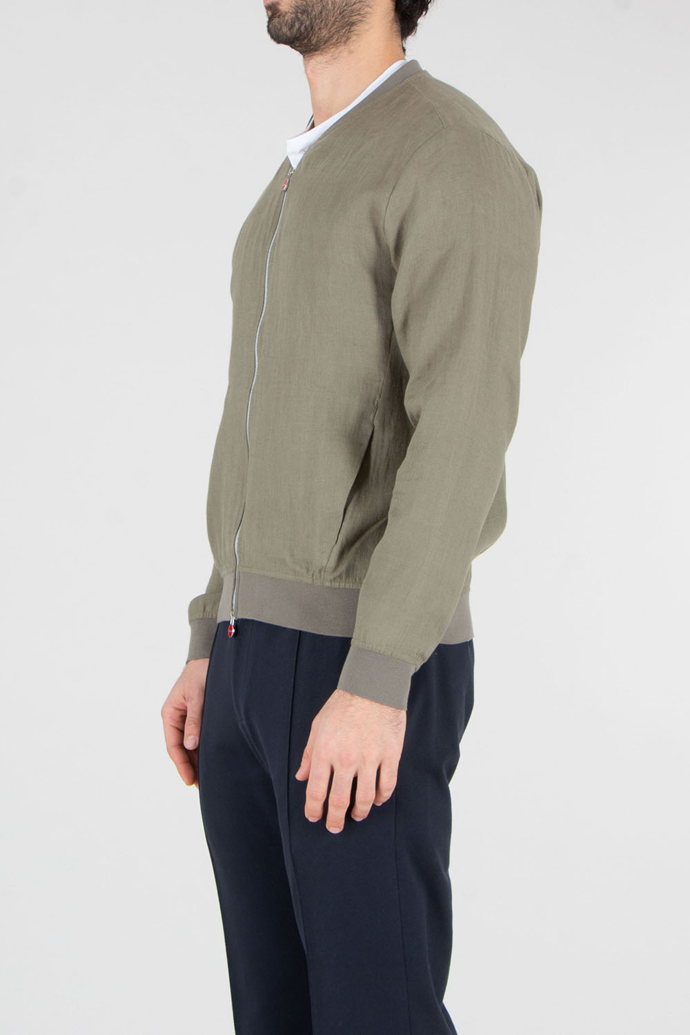 KITON Regular Fit Linen Bomber Jacket