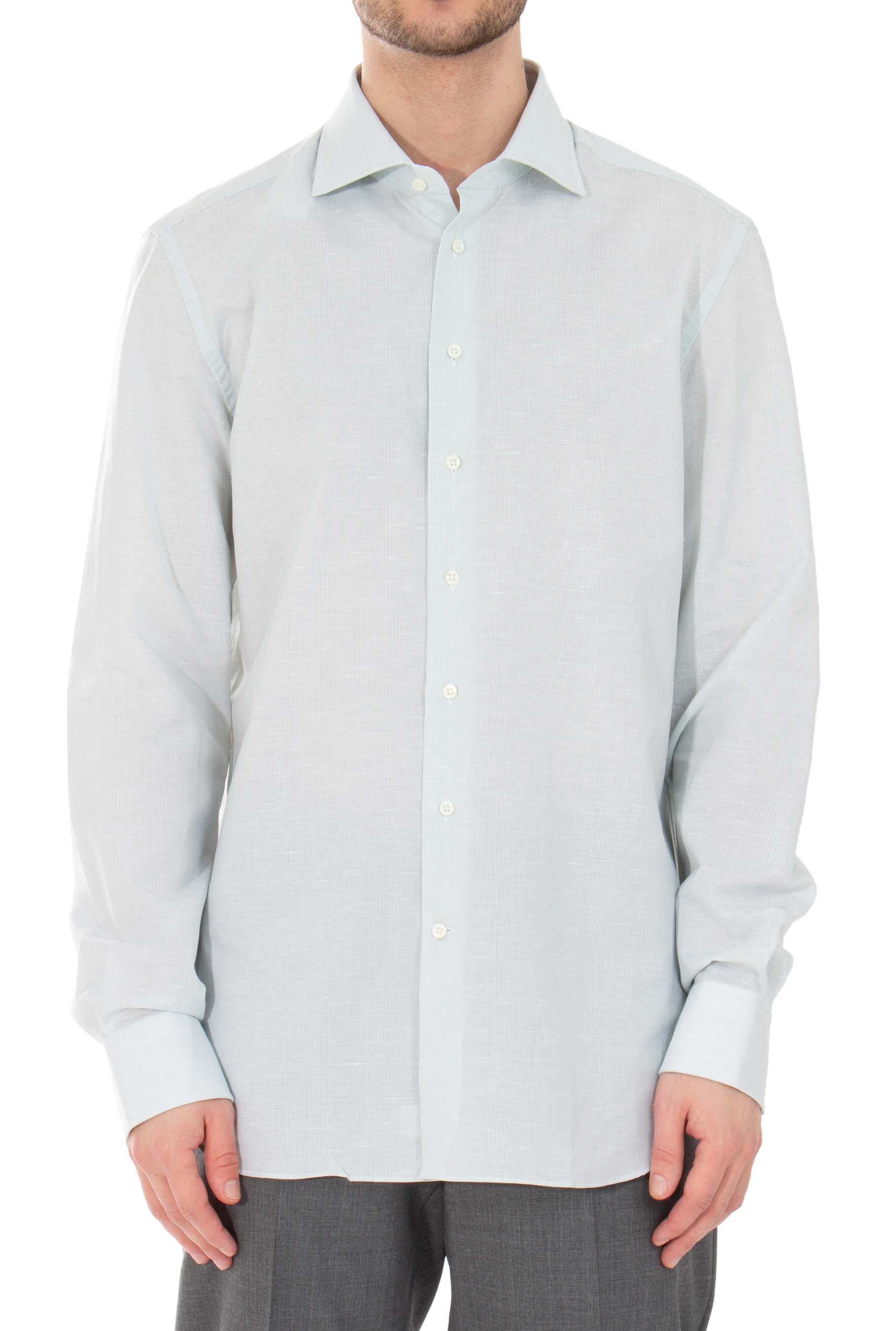 EMANUELE MAFFEIS Striped Cotton-Linen Blend Business Shirt Eduardo Gamma EMANUELE MAFFEIS Striped Cotton-Linen Blend Business Shirt Eduardo Gamma