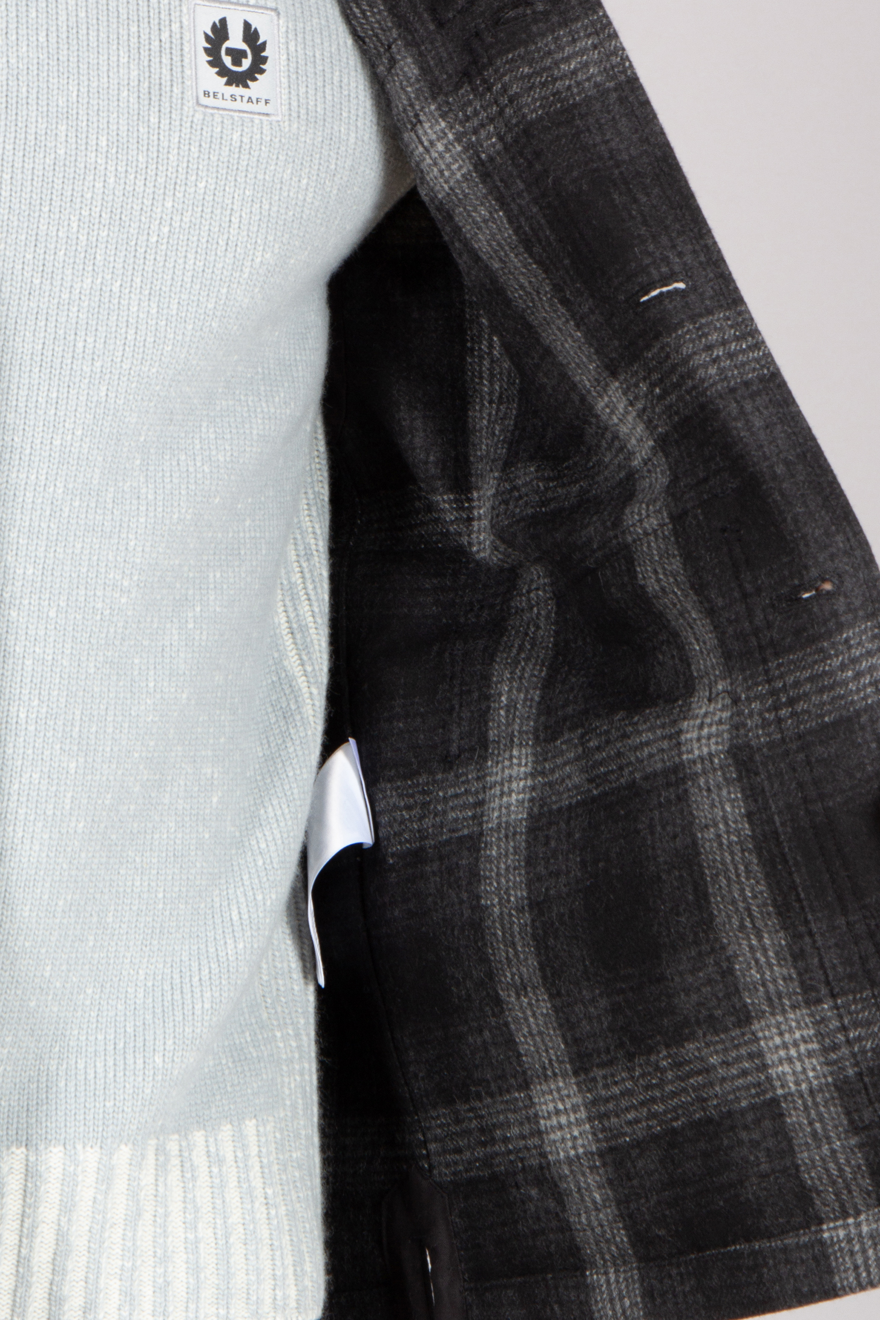 BELSTAFF Regular Fit Checked Wool Blend Overshirt Forge Hosen, Langarm, Mantel, Formelle Kleidung, Krawatte
