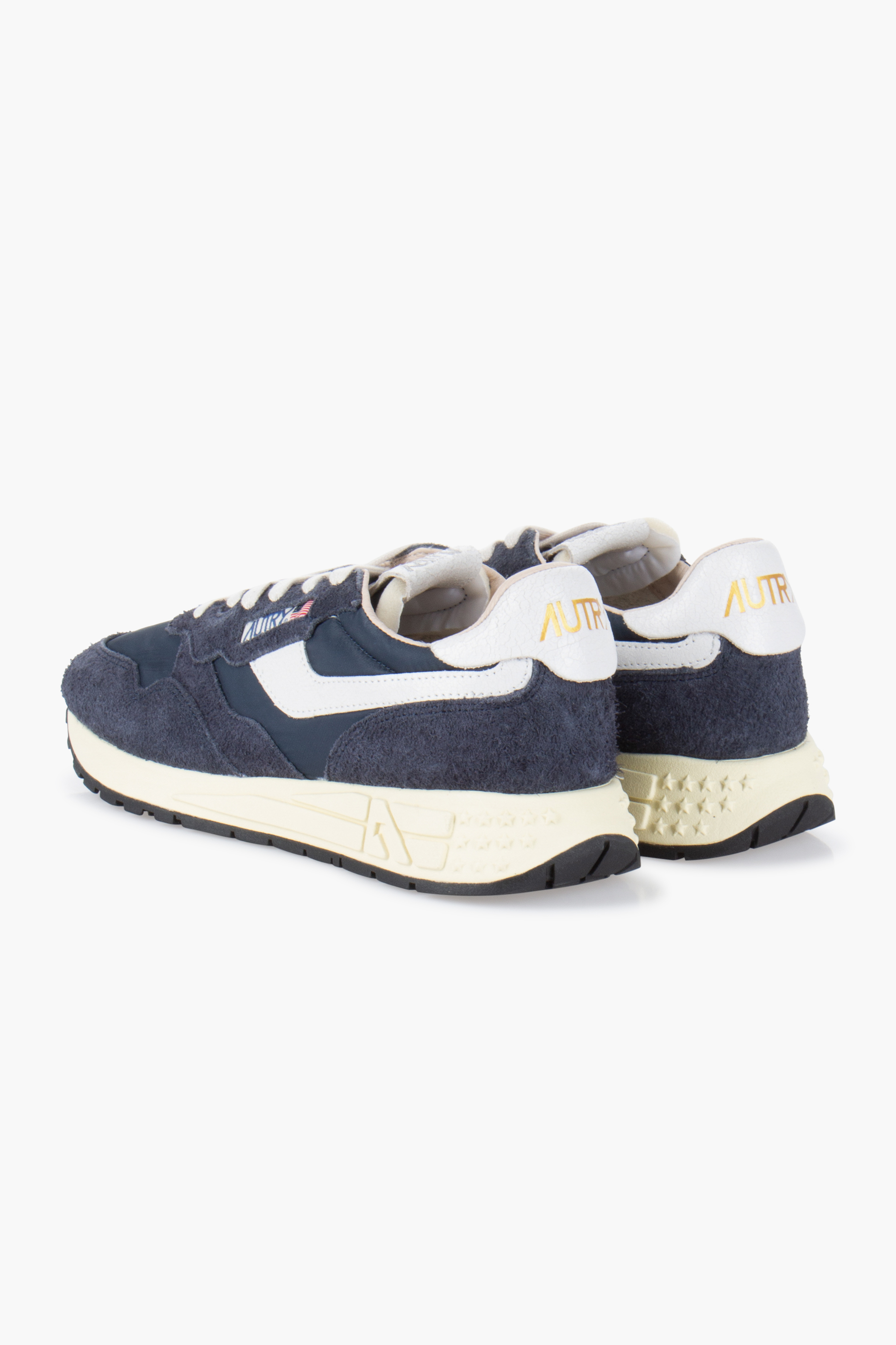 AUTRY Nylon, Suede & Craquelé Leather Sneakers Reelwind Low Bekleidung, Schuhwerk, Schuh, Wildleder, Turnschuh