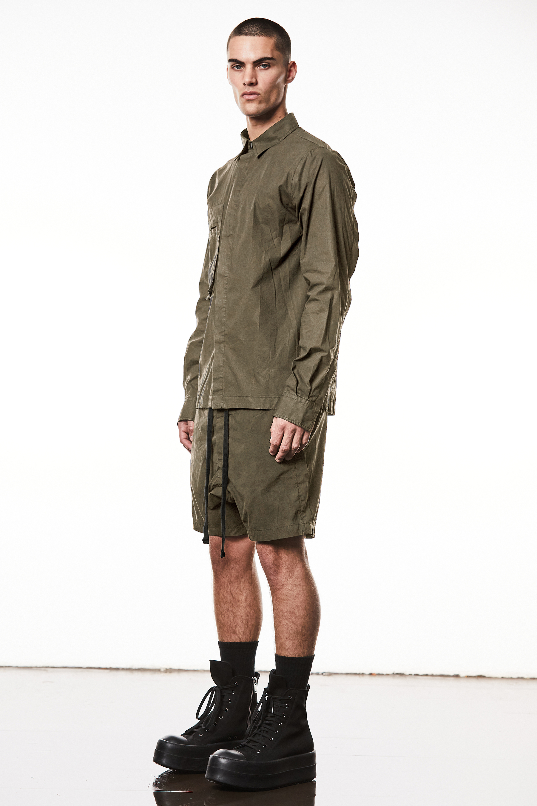 THOM KROM Dropped Crotch Washed Crashed Cotton Stretch Shorts THOM KROM Dropped Crotch Washed Crashed Cotton Stretch Shorts