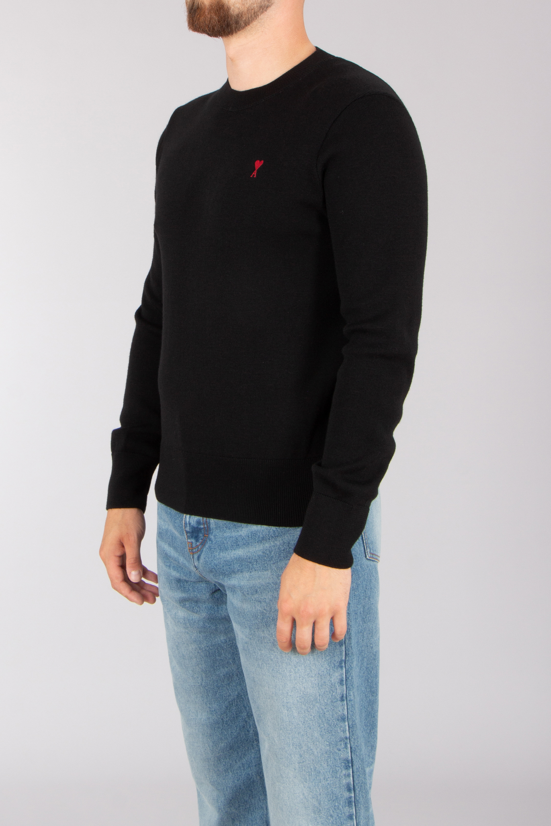 AMI PARIS Regular Fit Ami de Coeur Extra Fine Wool Sweater Langarm, Ärmel, Strickwaren, Pullover, Hosen