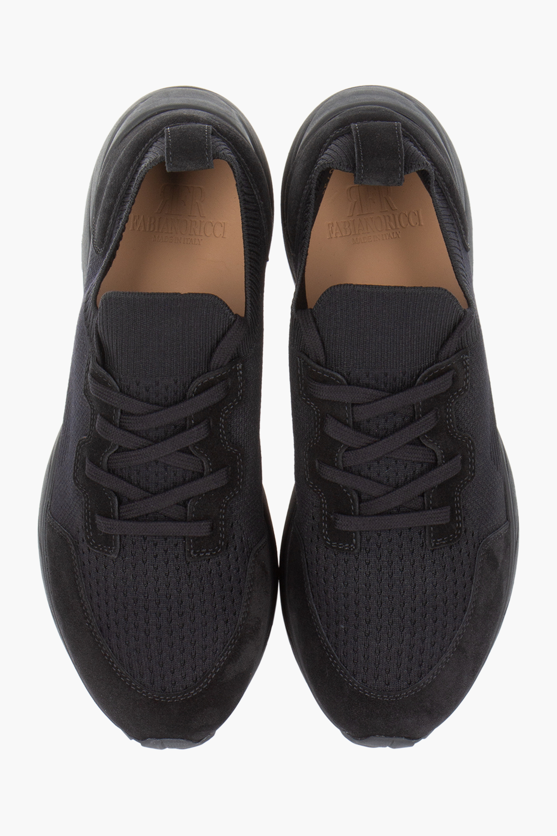 FABIANO RICCI Knit & Suede Sneakers Bekleidung, Schuhwerk, Schuh, Sneaker, Wildleder