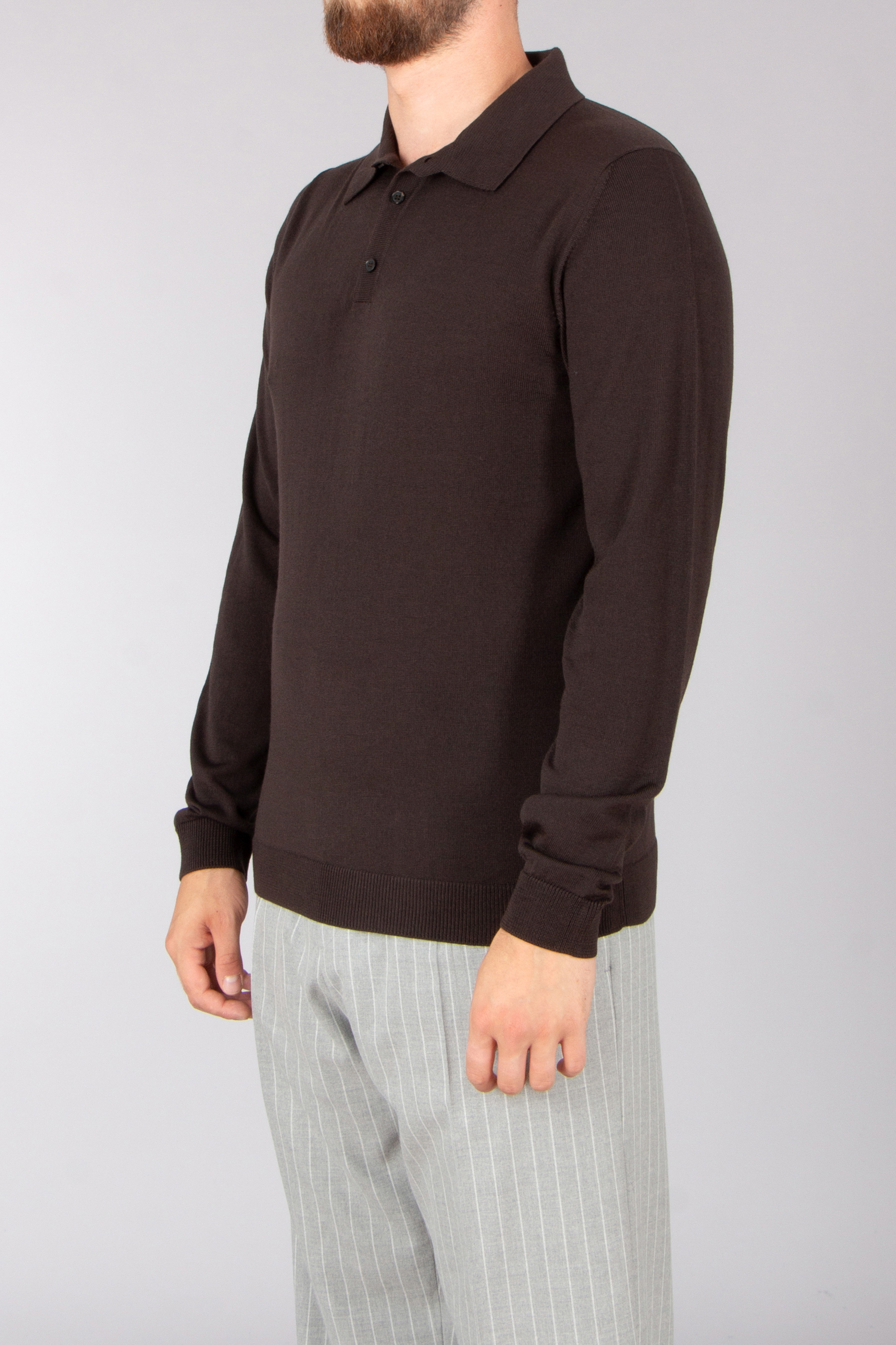 ROBERTO COLLINA Regular Fit Extra-Fine Wool Knit Polo Langarm, Ärmel, Strickwaren, Pullover, Sweatshirt