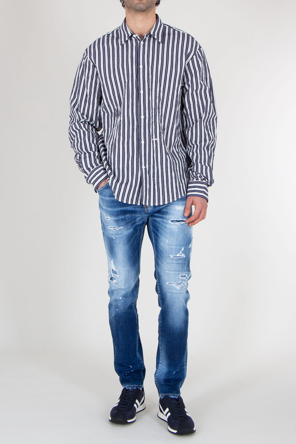 DSQUARED2 Oversized Crinkled Striped Shirt