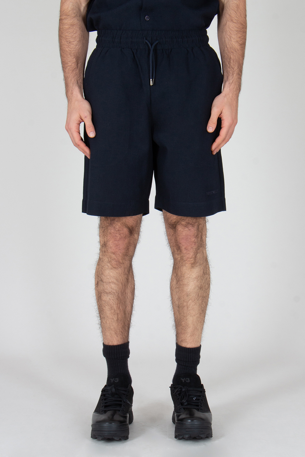 EMPORIO ARMANI Relaxed Fit Linen Blend Bermuda Shorts