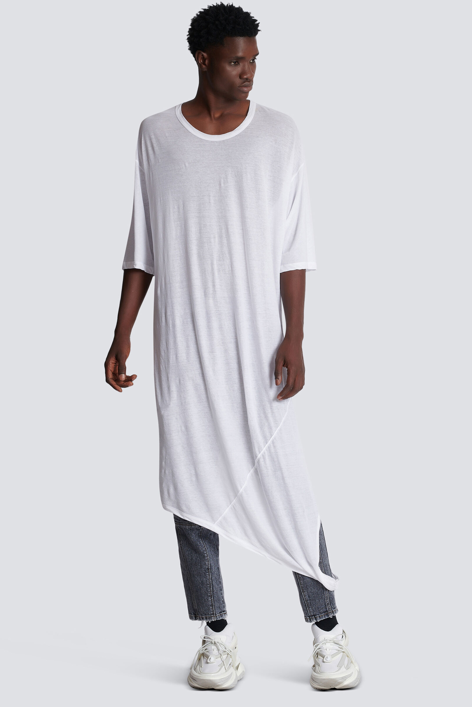 BALMAIN Draped Double-Layer Cotton T-Shirt