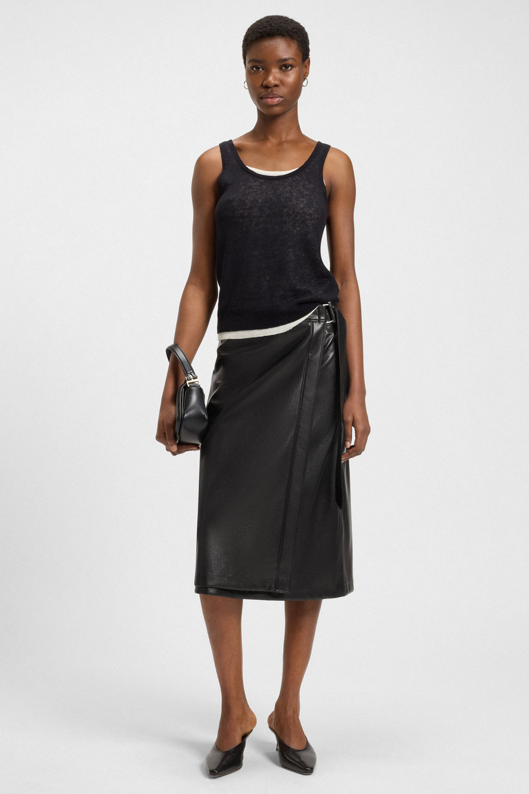BOSS Regular Fit Faux Leather Wrap Skirt Vinny Bekleidung, Rock, Kleid