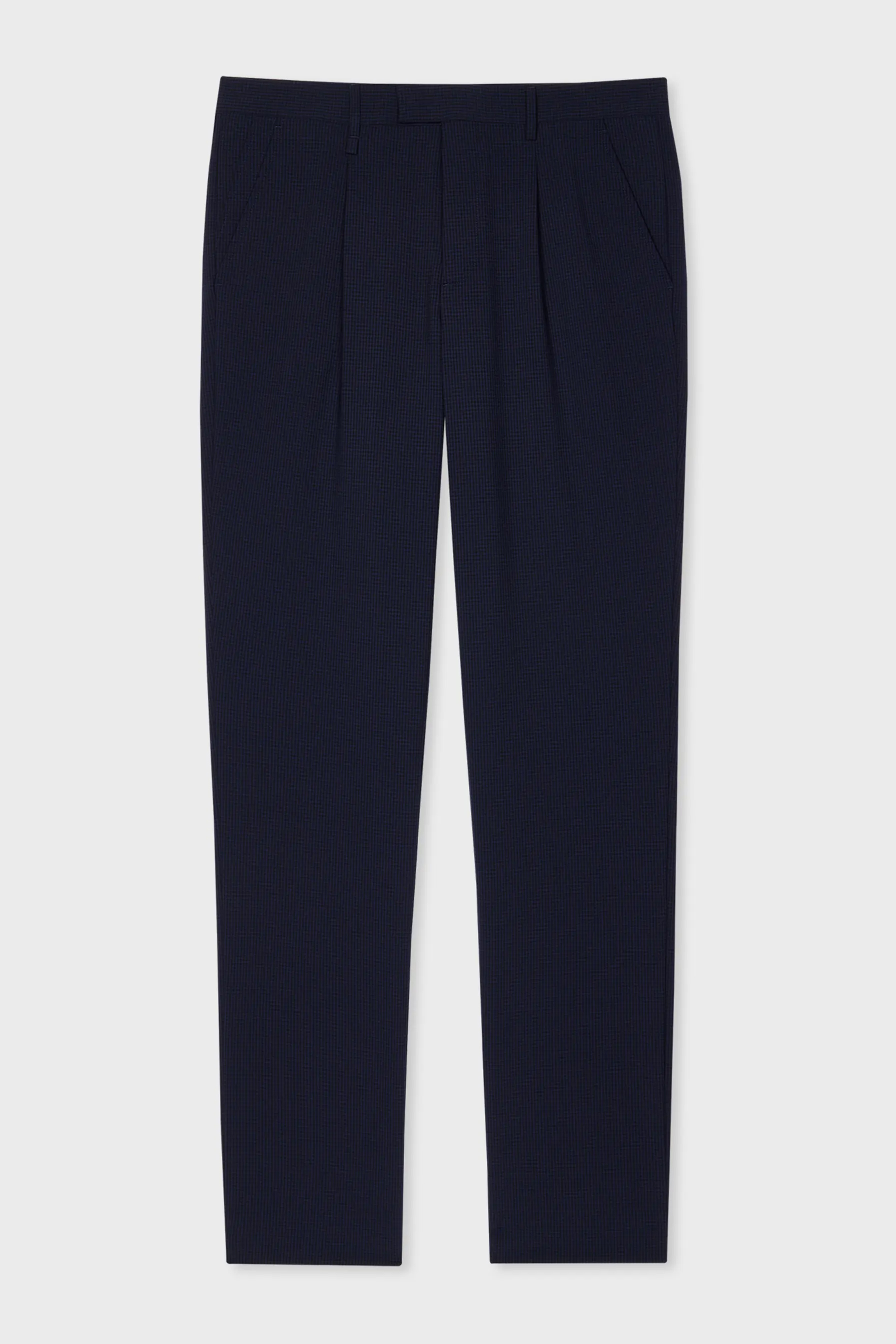 PAUL SMITH Pleated Seersucker Check Pants PAUL SMITH Pleated Seersucker Check Pants