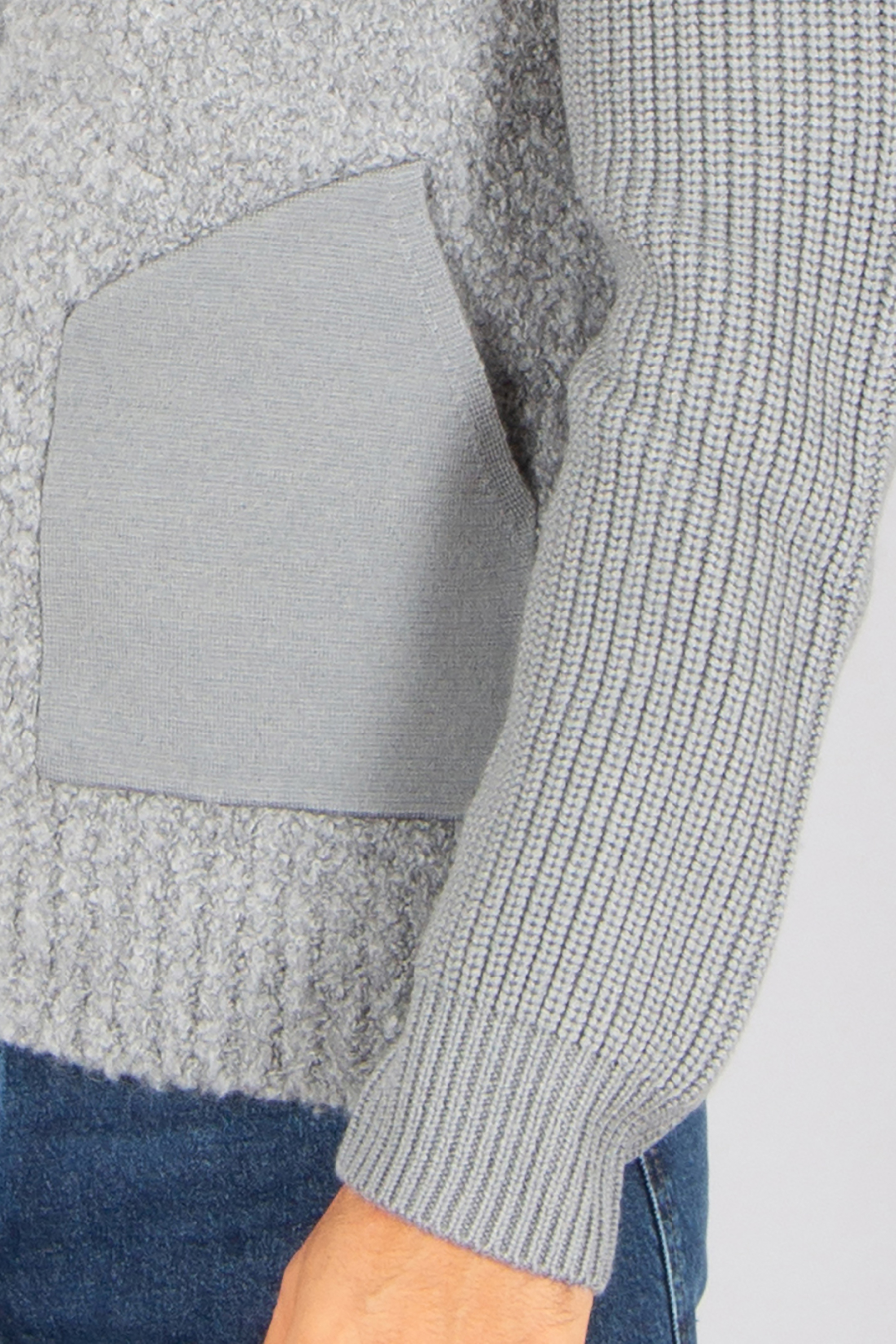VAN LAACK Regular Fit Teddy Structure Wool Blend Zip Cardigan Sadal Bekleidung, Langarm, Ärmel, Strickwaren, Pullover