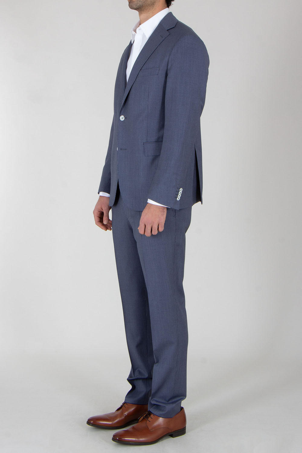 DRESSLER Regular Fit Pinstripe Virgin Wool Stretch Suit Sean