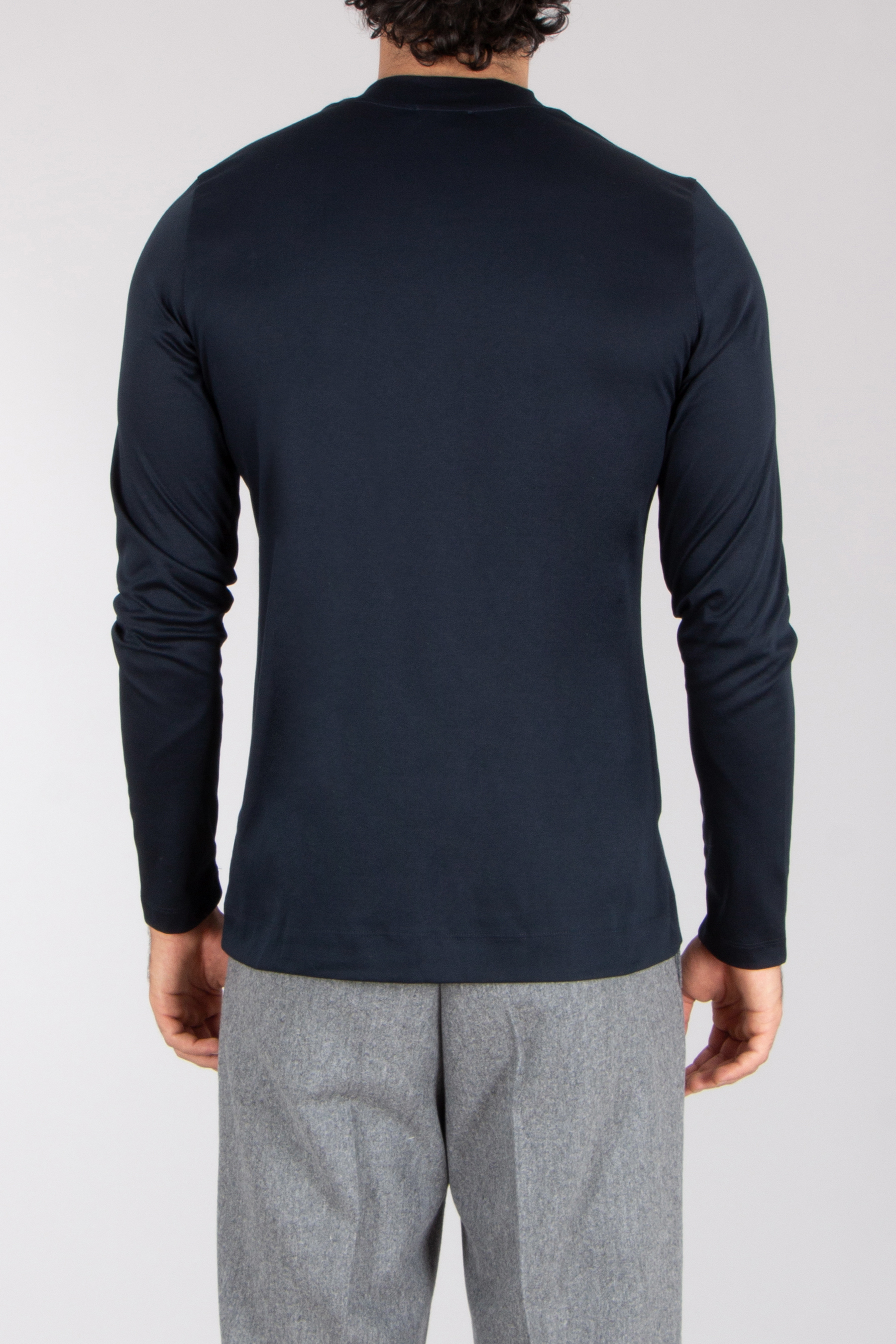 VAN LAACK Slim Fit Slim Fit Swiss Cotton Jersey Mock Neck Long-Sleeve T-Shirt Pamos Langarm, Ärmel, Erwachsener, Mann, Person