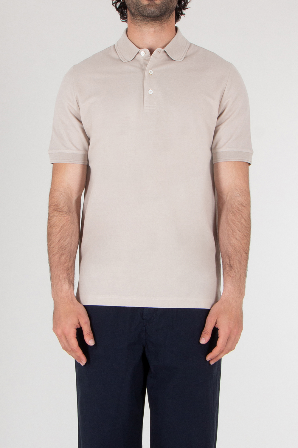 CANALI Regular Fit Textured Cotton Polo Shirt