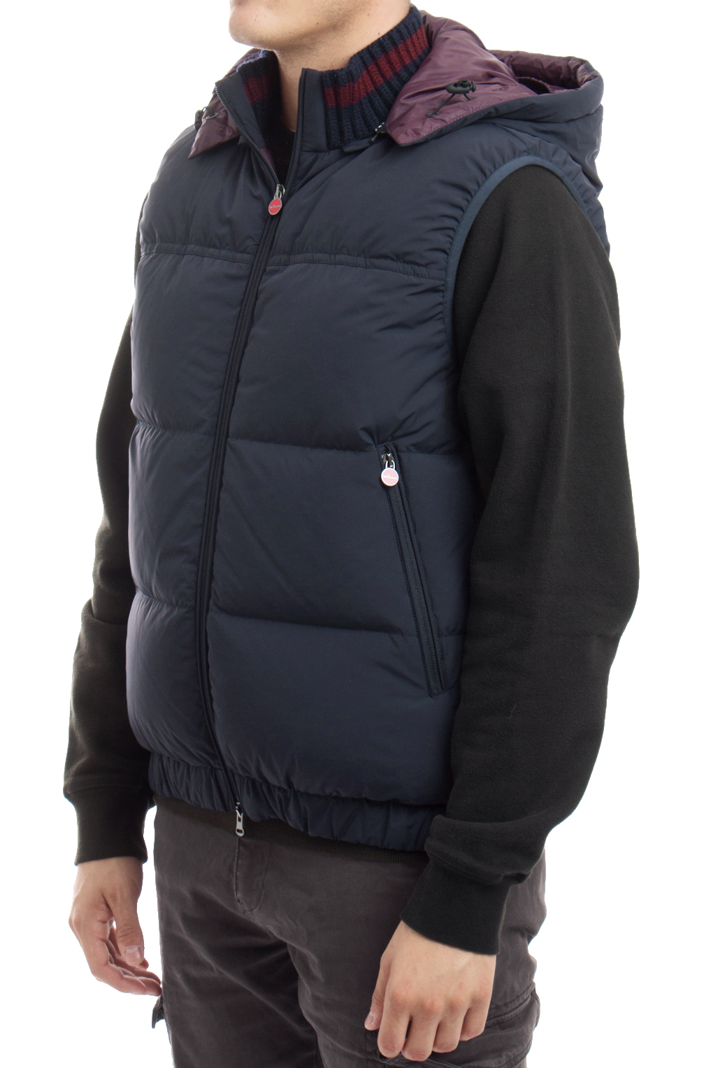 KITON Hooded Down Vest with Contrast Collar KITON Hooded Down Vest with Contrast Collar