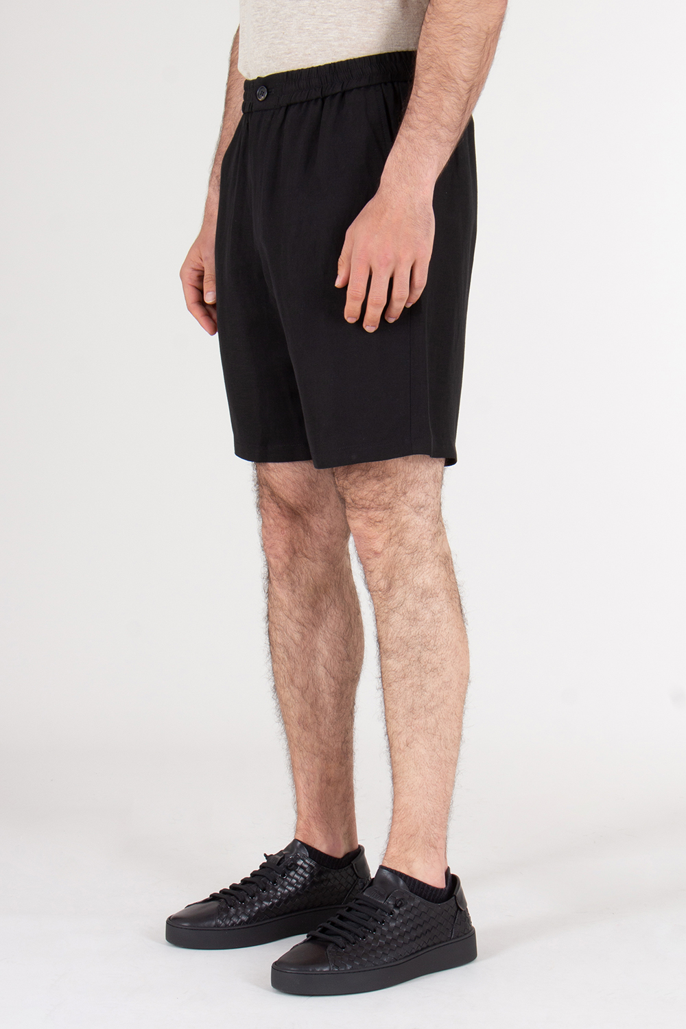 AMI PARIS Regular Fit Linen Blend Shorts