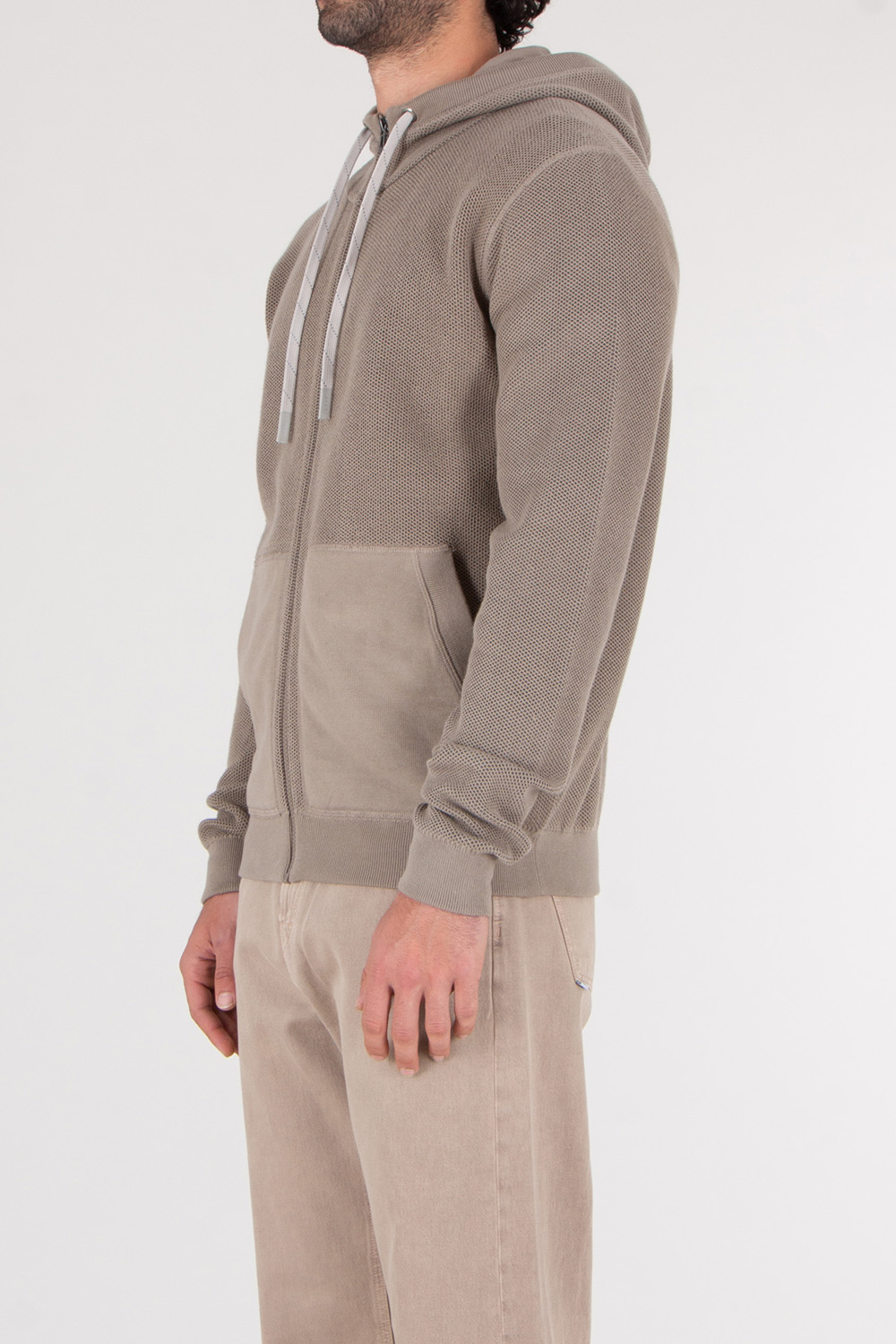 SEAESE Regular Fit 3D Honeycomb Knit Hooded Sweatshirt