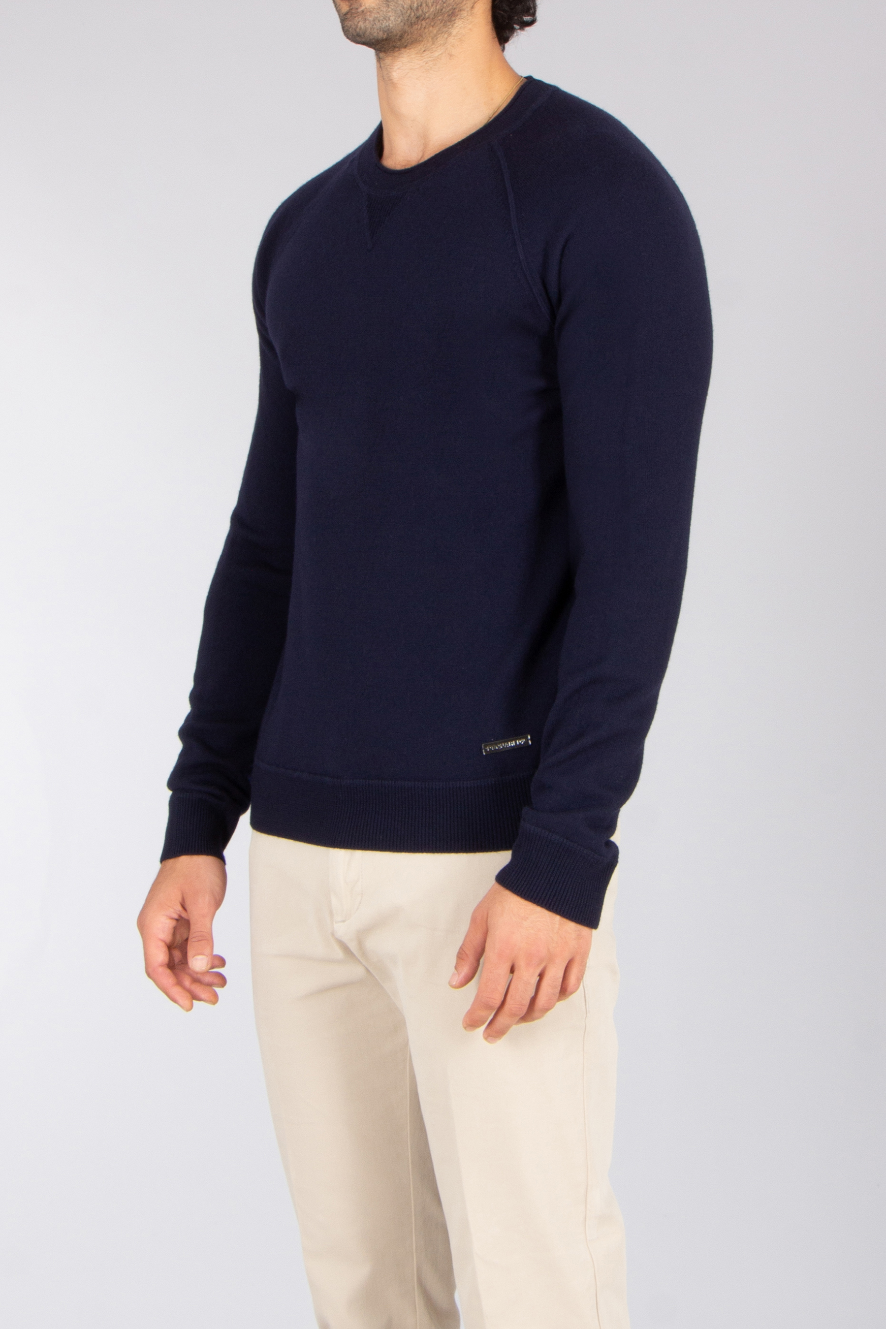 DSQUARED2 Regular Fit V-Insert Virgin Wool Knit Sweater Langarm, Ärmel, Strickwaren, Pullover, Sweatshirt
