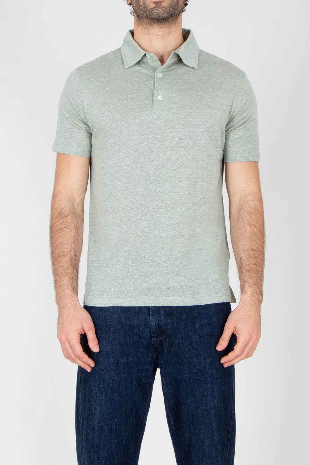 AURÉLIEN Slim Fit Linen Polo Shirt