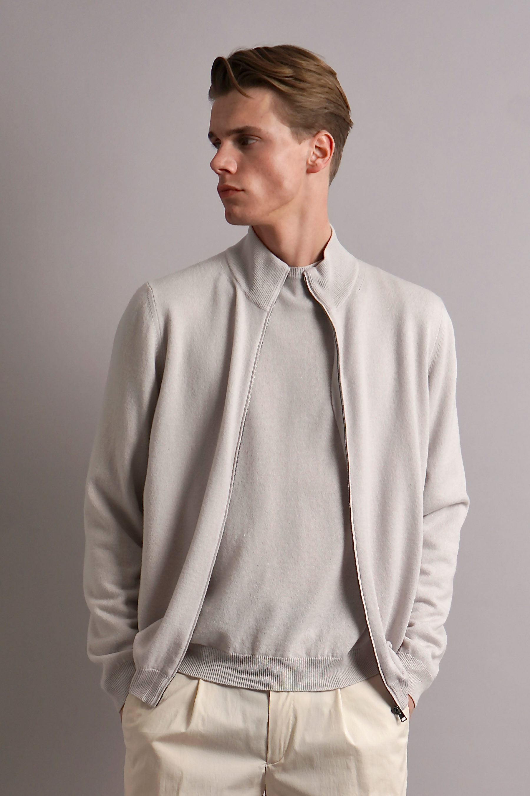 AIDA BARNI Cashmere Zip Cardigan