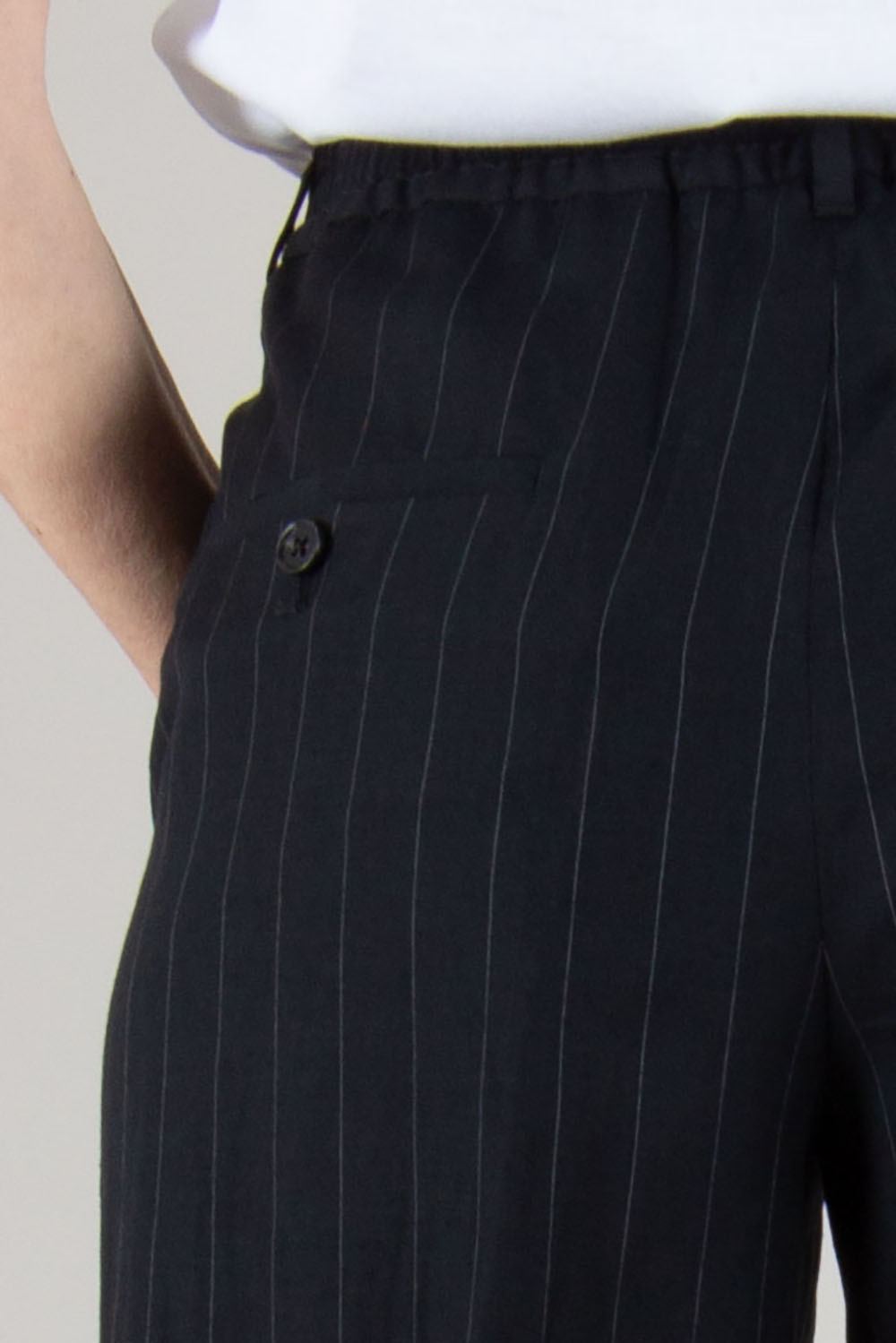 PAUL SMITH Regular Fit Wide Leg Striped Wool Linen Trousers 