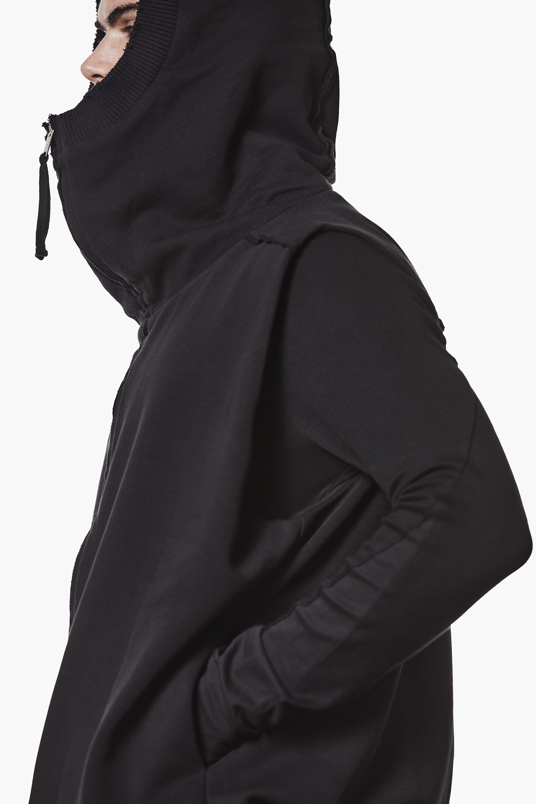 THOM KROM Loose Fit Cotton Blend Sweat Hooded Long Vest Kapuzenpulli, Pullover, Sweatshirt, Kapuze, Person