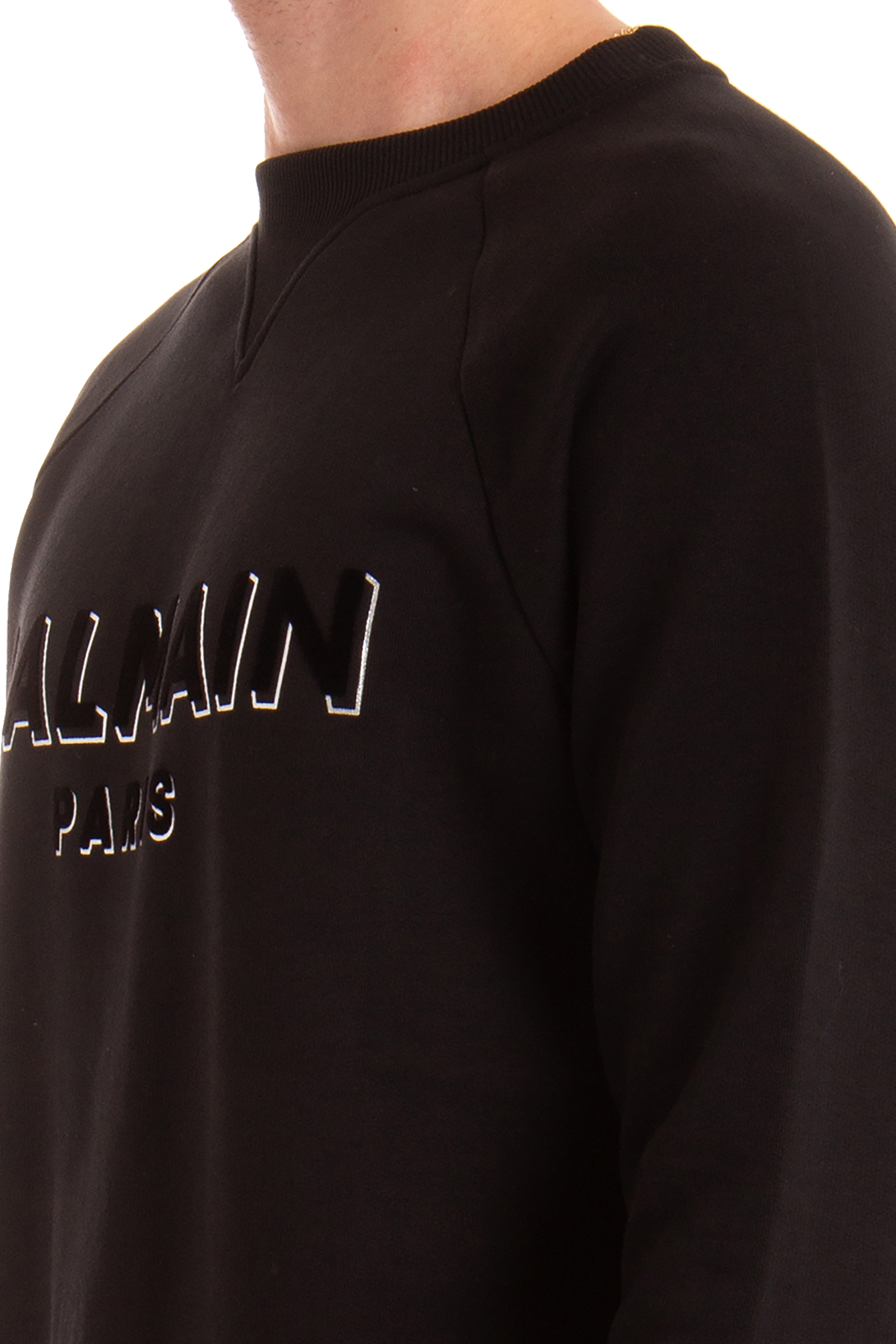 BALMAIN Flocked Organic Cotton Sweatshirt BALMAIN Flocked Organic Cotton Sweatshirt