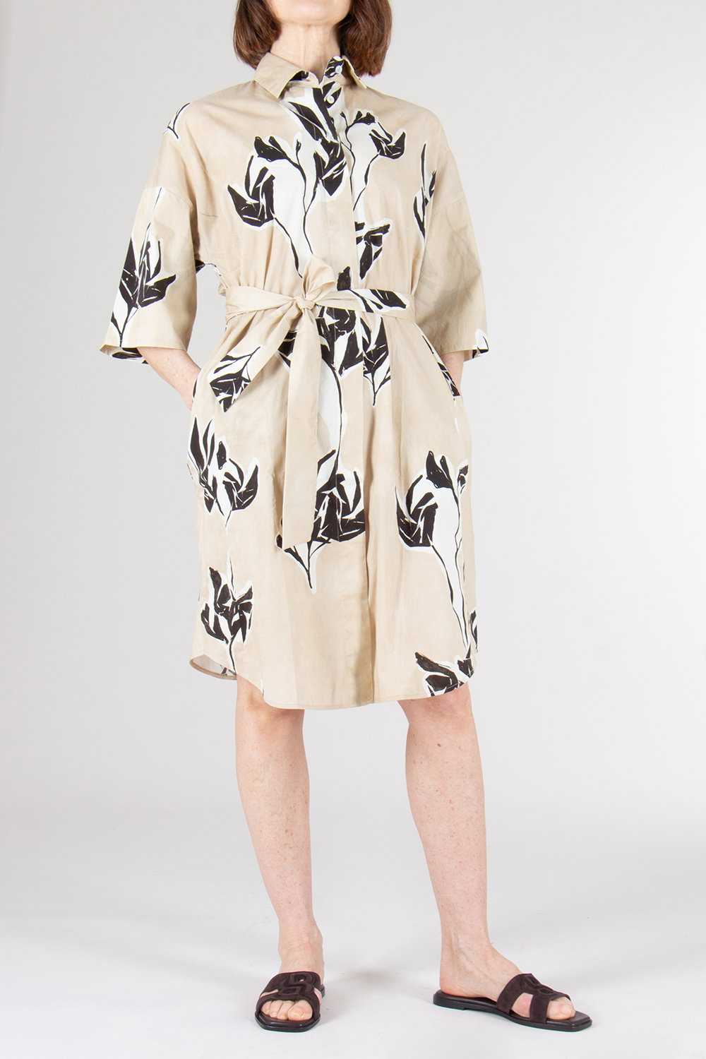 0039 ITALY Relaxed Fit Cotton Shirt Dress Derby