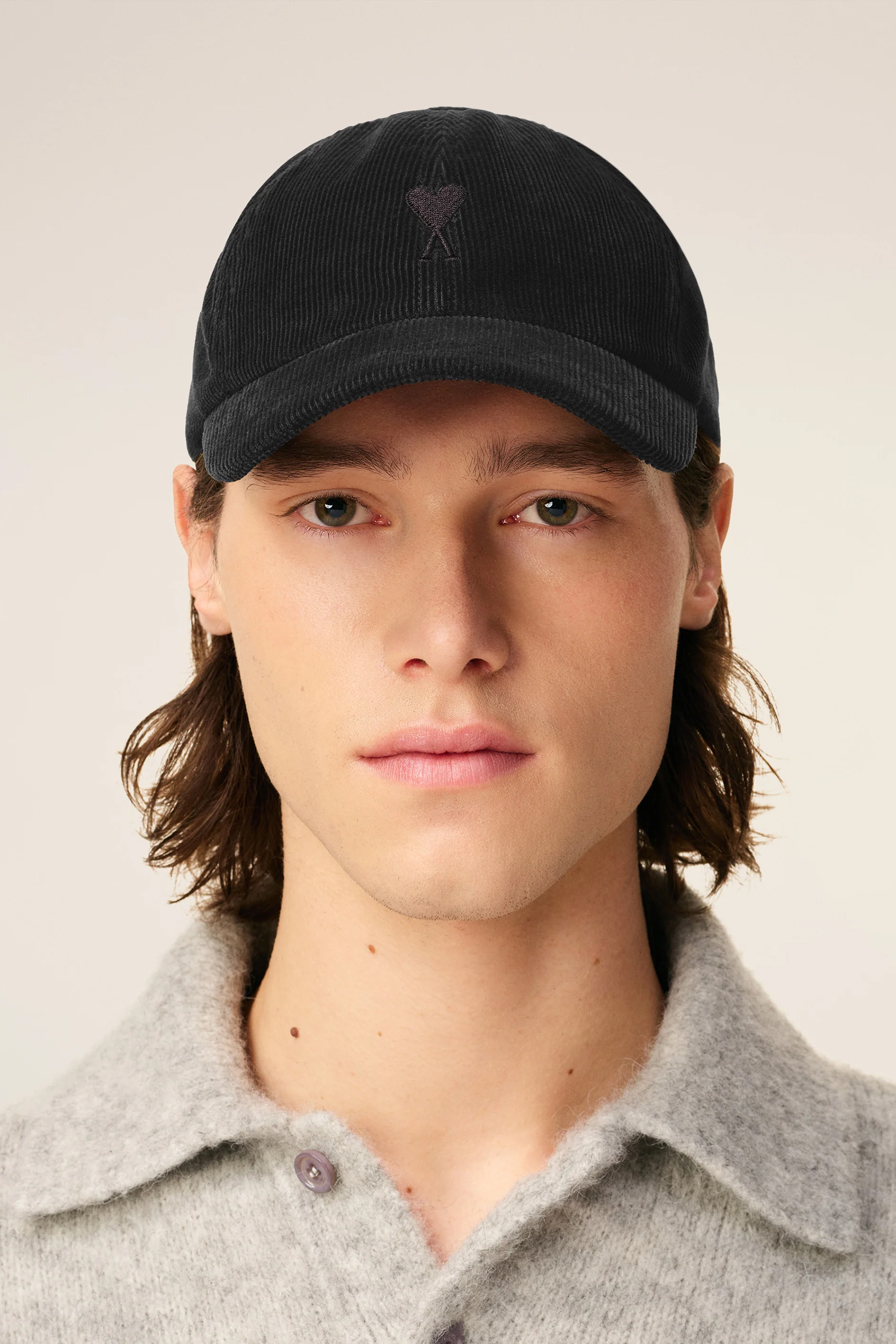 AMI PARIS Ami De Coeur Cotton Corduroy Cap AMI PARIS Ami De Coeur Cotton Corduroy Cap