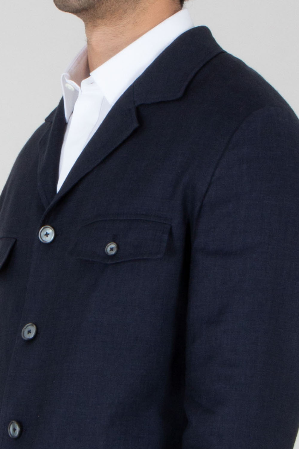 DRESSLER Regular Fit Linen-Lyocell Stretch Blend Overshirt Sedico